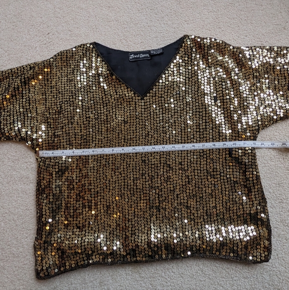 Vintage Gold Sequin Top, Size L - Picture 4 of 13
